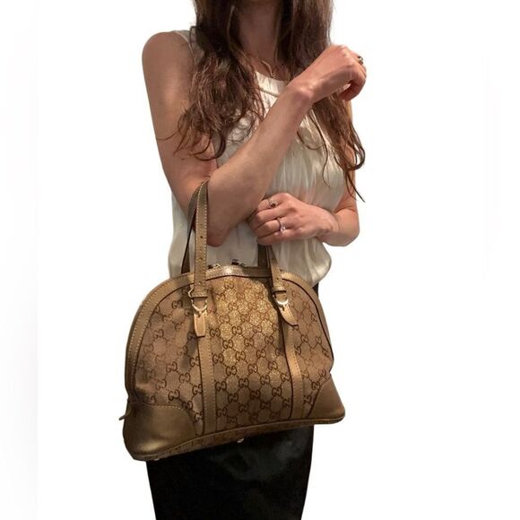 Gucci Handbags - Gucci Brown Shoulder Bag with Leather Trim